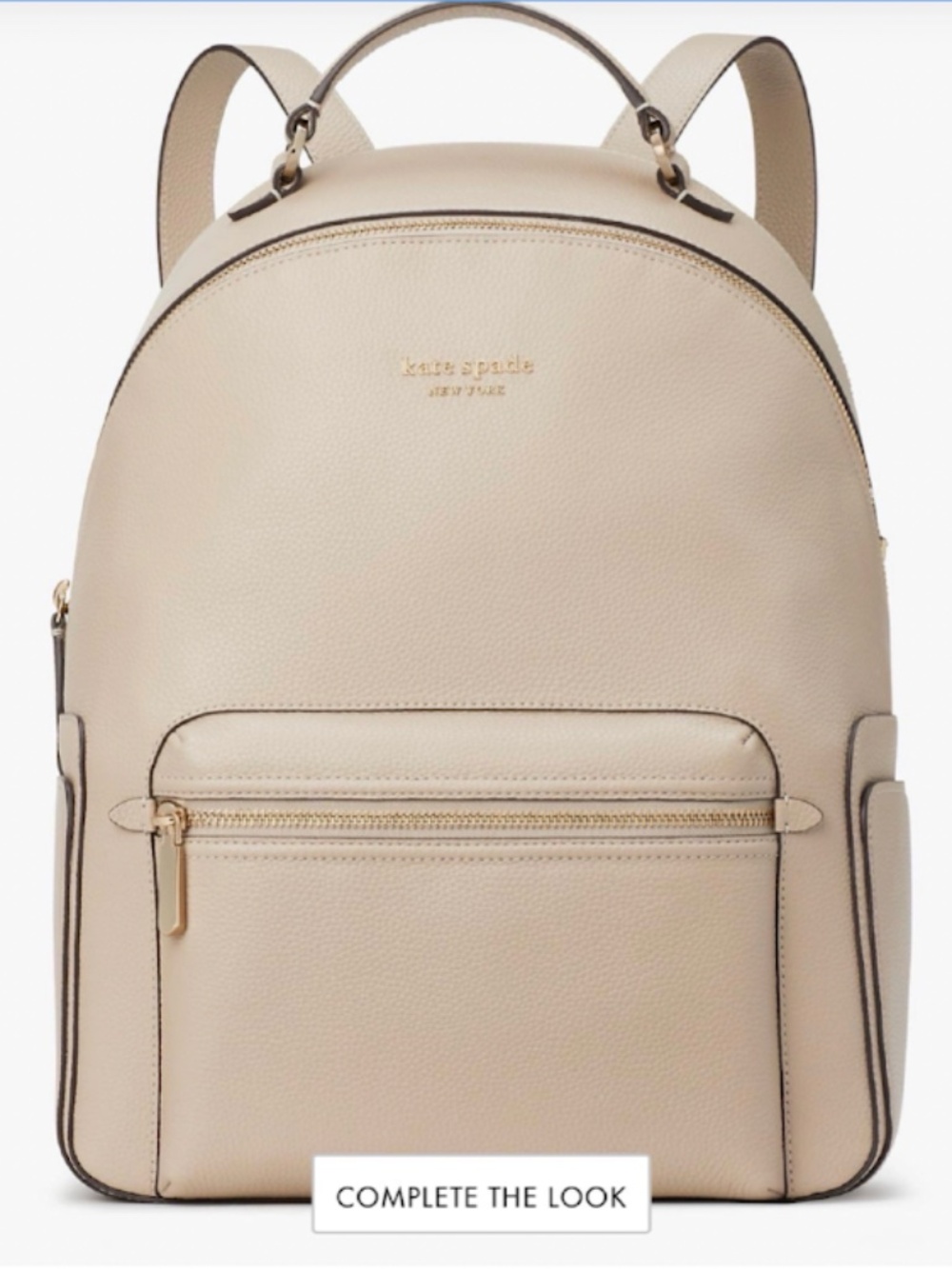 Kate Spade Hudson Large Pebbled Leather Backpack – Beige / Tan